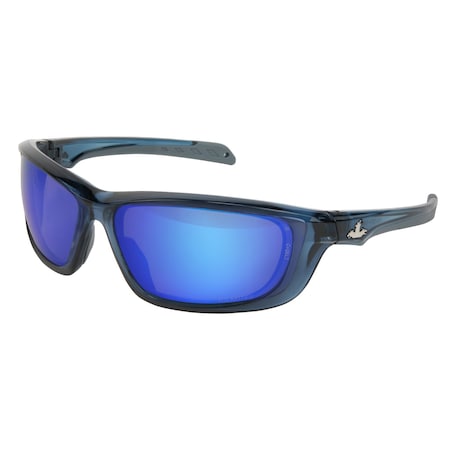 Mcr Safety Swagger (UD1), Safety Glasses, MAX36 Dual Coating, Blue Mirror Lens, Crystal Blue Frame, Full-Frame UD128BZDC